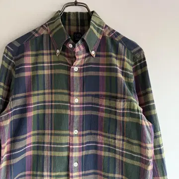 BEAMS F 빔즈 F 마드라스 체크 버튼 다운 셔츠 38
