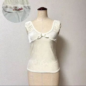 00s 레어 LIZLISA 구 택 리본 티셔츠 벨로아풍 화이트