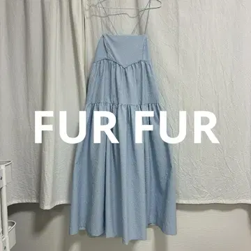 FUR FUR 퍼퍼 자카드 원피스 캐미 원피스 라이트 블루