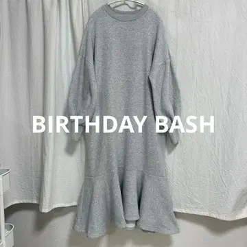 BIRTHDAY BASH 로맨틱 맨투맨 원피스 롱 그레이 속기모