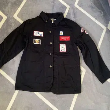 패치 포함 블랙 코튼 자켓