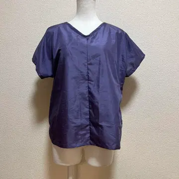 기모노 리메이크 (반팔 블라우스) 팔괘 실크 퍼플 광택 있음