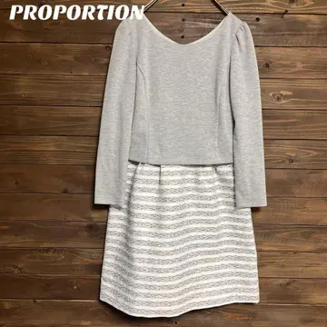 [프로포션] PROPORTION 무릎 기장 원피스 그레이 화이트 S