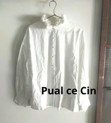퓨어세신 레이스 옷깃 셔츠 프릴 화이트 화이트 내추럴
