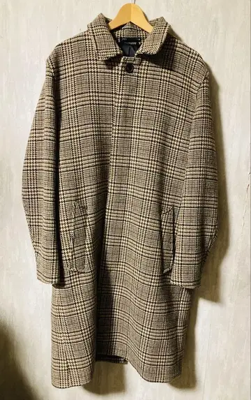 ZARA 체크 무늬 롱 코트 울 L 사이즈
