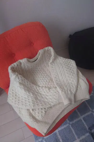 세인트 제임스 피셔맨 아란 니트 울 빈티지 화이트 화이트