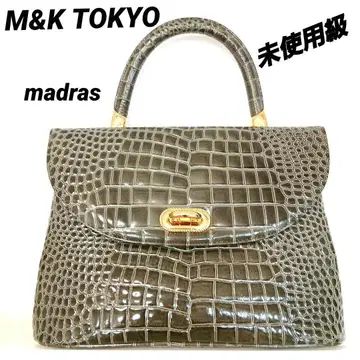 미사용급 M&K TOKYO 마드라스 카키 크로코 백
