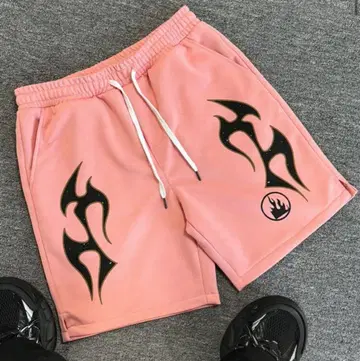 핑크 숏팬츠 블랙 그래픽