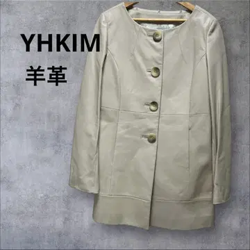 YHKIM 양가죽 가죽 자켓 코트 아이보리