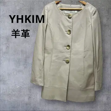 YHKIM 양가죽 가죽 자켓 코트 아이보리