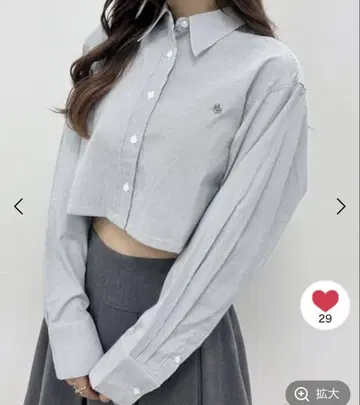 POLO Heather 크롭 긴팔 셔츠