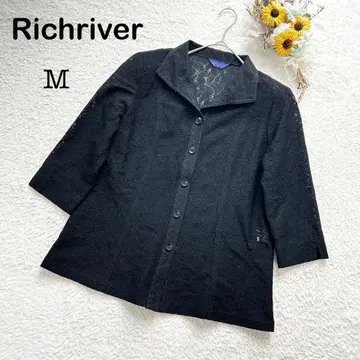 [richriver 리치리버] 7부 소매 레이스 자켓 겉옷 블랙 포멀 M