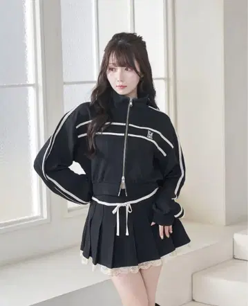 Rosemuse Line jersey skirt set 블랙