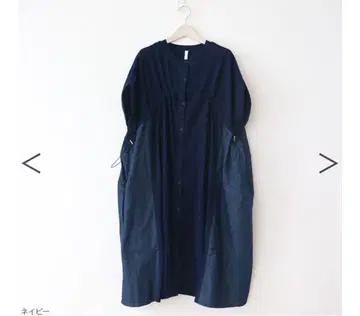 인디고 천축 도킹 프론트 오픈 원피스