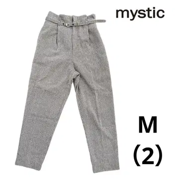 mystic 체크 무늬 브라운 하이웨스트 슬랙스 팬츠