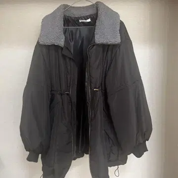 블랙 다크 그레이 보아 옷깃 점퍼