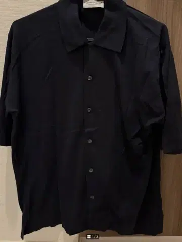 JOHN SMEDLEY 네이비 오픈 카라 반팔 셔츠