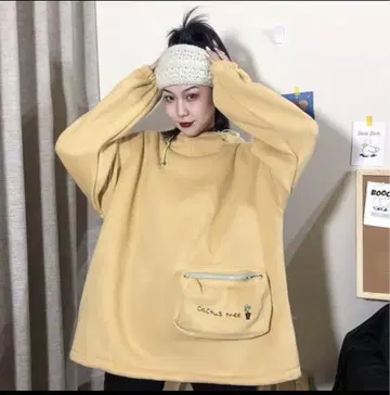 Cactus tree 플리스 후드티 베이지
