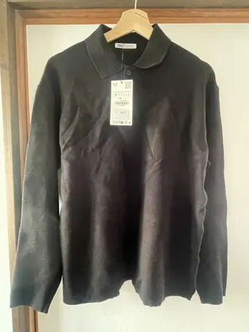 ZARA 블랙 니트 피케 셔츠 M 사이즈