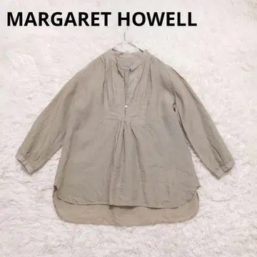 MARGARET HOWELL 베이지 7부 소매 린넨 스키퍼 셔츠