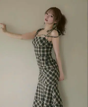 ANDMARY Cecily check long dress