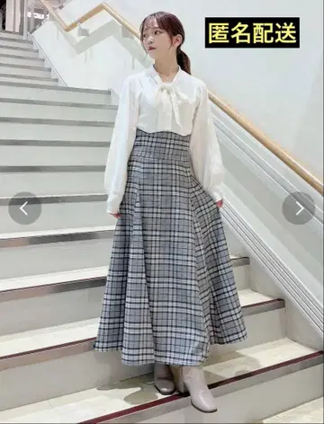 체크 코르셋 플레어 스커트 dazzlin