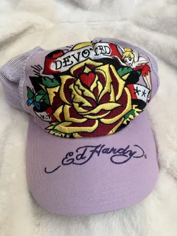 Ed Hardy 팅커벨 장미 캡 라벤더