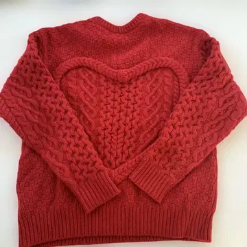NKNIT 빨간색 하트형 뜨개질 스웨터