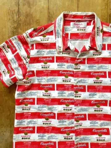 캠벨 수프 반팔 셔츠 앤디 워홀 알로하 패턴 올 패턴