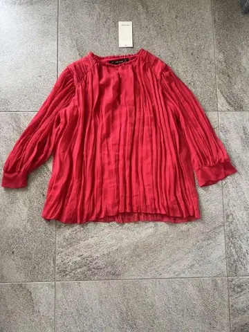 ZARA BASIC 빨간색 플리츠 긴팔 블라우스 M