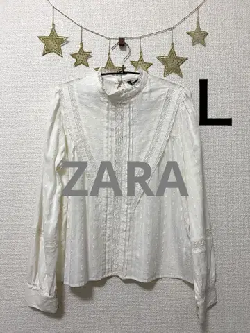 ZARA 화이트 긴팔 셔츠 L 레이스