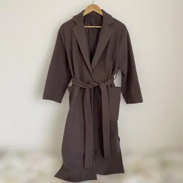 브라운 롱 코트 허리 벨트 포함