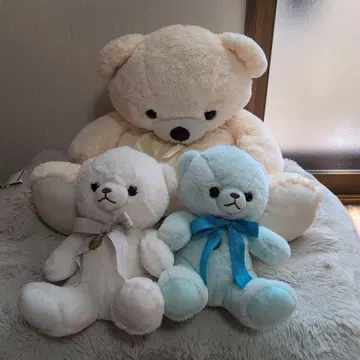 봉제 인형 세트 크림색 스카이블루