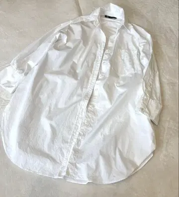 [ ZARA ] 셔츠 원피스 화이트 셔츠 롱 기장 와이드 셔츠
