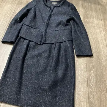 Demi-Luxe 네이비 트위드 스커트 수트