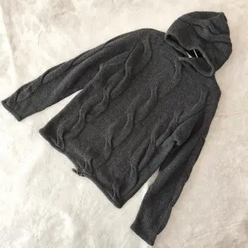 JOSEPH ABBOUD 니트 후드티 M 다크 그레이 케이블 짜임