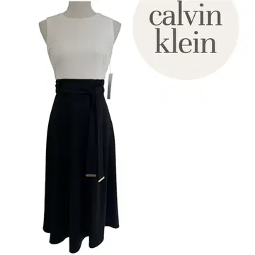 택 포함 새상품 Calvin Klein 원피스 화이트/블랙