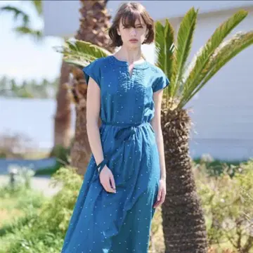 DRESSTERIOR 도트 자수 턱 원피스