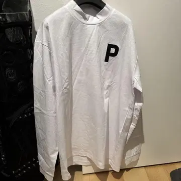 PUMA 화이트 긴팔 모크넥 셔츠
