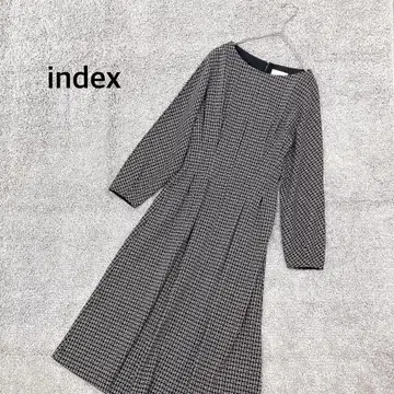 [ index ] 인덱스 턱 허리 체크 자카드 저리 원피스
