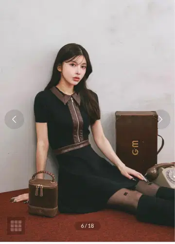 Darich/다리치/로고 가죽 니트 미니 원피스