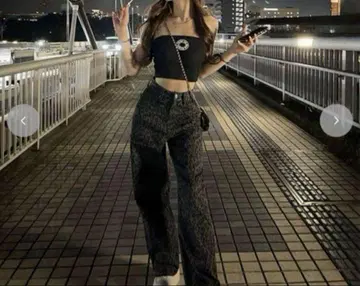 택 포함 미사용 새상품 여성용 레오파드 무늬 팬츠