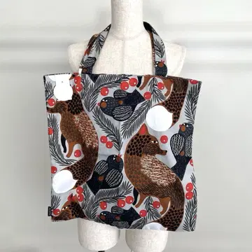 marimekko 여우&새 패턴 토트백 (상품 택 포함)