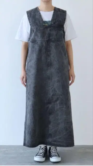 yuni 코팅 스미 데님 오버롤 스커트