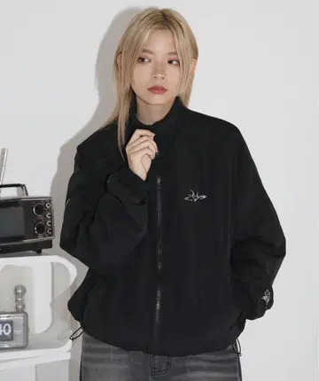 MSG 나일론 플리스 리버서블 드로 코드 스탠드 넥 숏 블루종