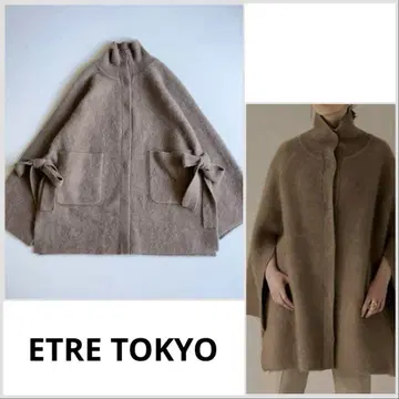 컨디션 최상 ETRE TOKYO 슬릿 슬리브 니트 판초 케이프 코트