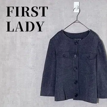 온워드 카시야마 FIRST LADY 노카라 자켓 7부 소매 레이온 혼방