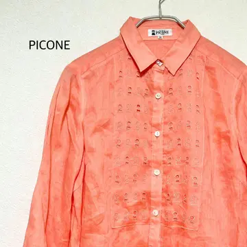 레어! PICONE 피코네 린넨 롱 셔츠 38 오렌지 핑크