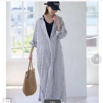 SLOBE IENA 이에나 스트라이프 긴팔 셔츠 원피스 프리 사이즈