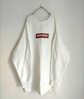 moussy 박스 로고 맨투맨 화이트